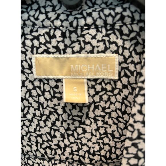 Michael Kohrs Dress Shirt Black & White with Tie Neck, Size Small - Picture 1 of 9